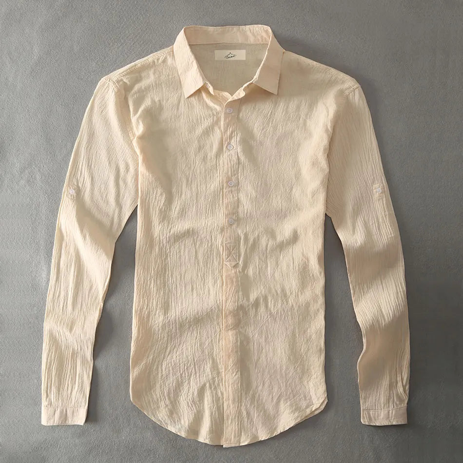 Casual Hawaiian Shirts Men Cotton Linen Designer Brand Slim Fit Man Shirts Long Sleeve White Shirt For Men Clothes Spring Autumn