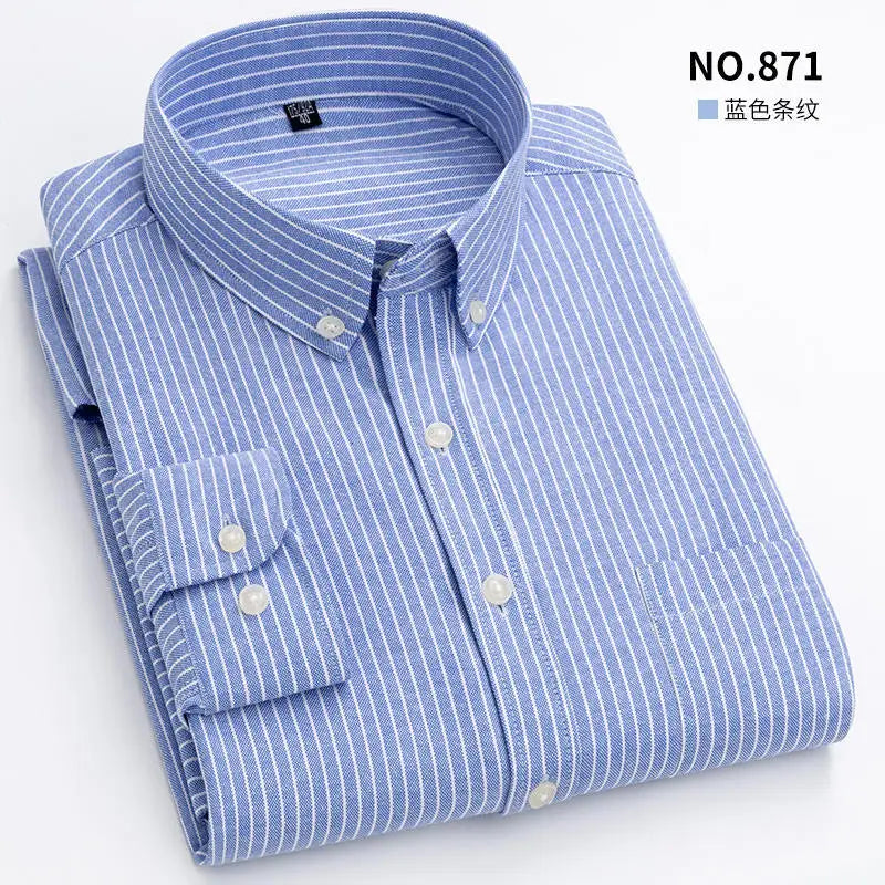 Men's Long Sleeve Shirt Non-Ironing Oxford Spinning Spring Summer Autumn Slim Casual Comfortable All Fashion Fast Color Shirt