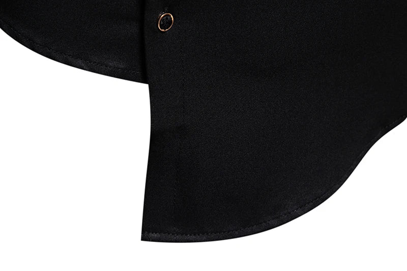 Mens Dress Shirts Vintage Personality Irregular Crop Long Sleeve Business Stand Collar Shirt Men Camisas Streetwear Blusas Tops