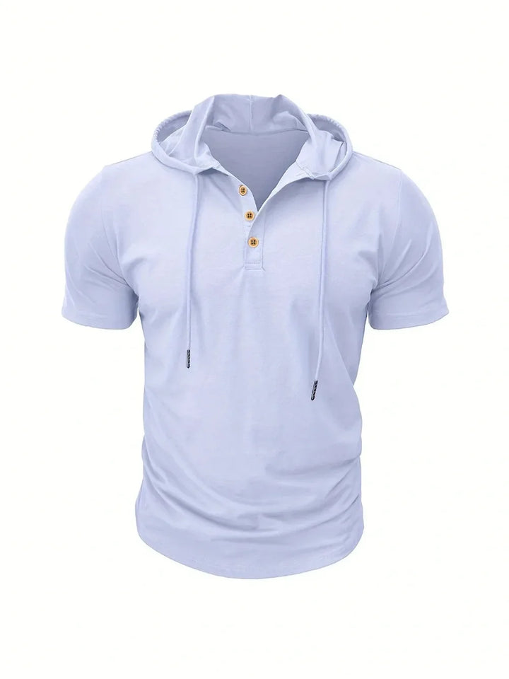Men T Shirts  Summer Slim Fitness Hooded Short-Sleeved Bodybuilding Quick Dry Tshirt Male Gym Clothes Breathable Sports Tops