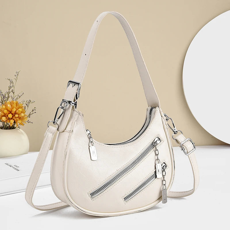 Women’s PU Leather Crossbody Bag – Vintage Hobo Clutch Handbag