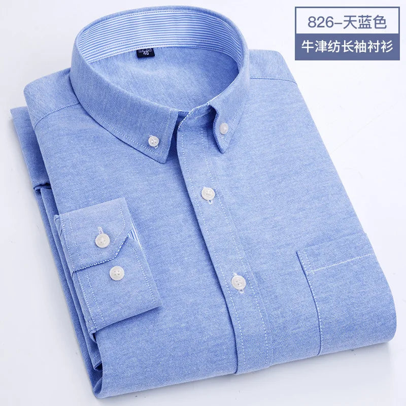 Men's Long Sleeve Shirt Non-Ironing Oxford Spinning Spring Summer Autumn Slim Casual Comfortable All Fashion Fast Color Shirt