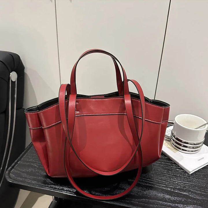 Women’s PU Leather Tote Bag – Large Capacity Vintage Shoulder & Crossbody Purse