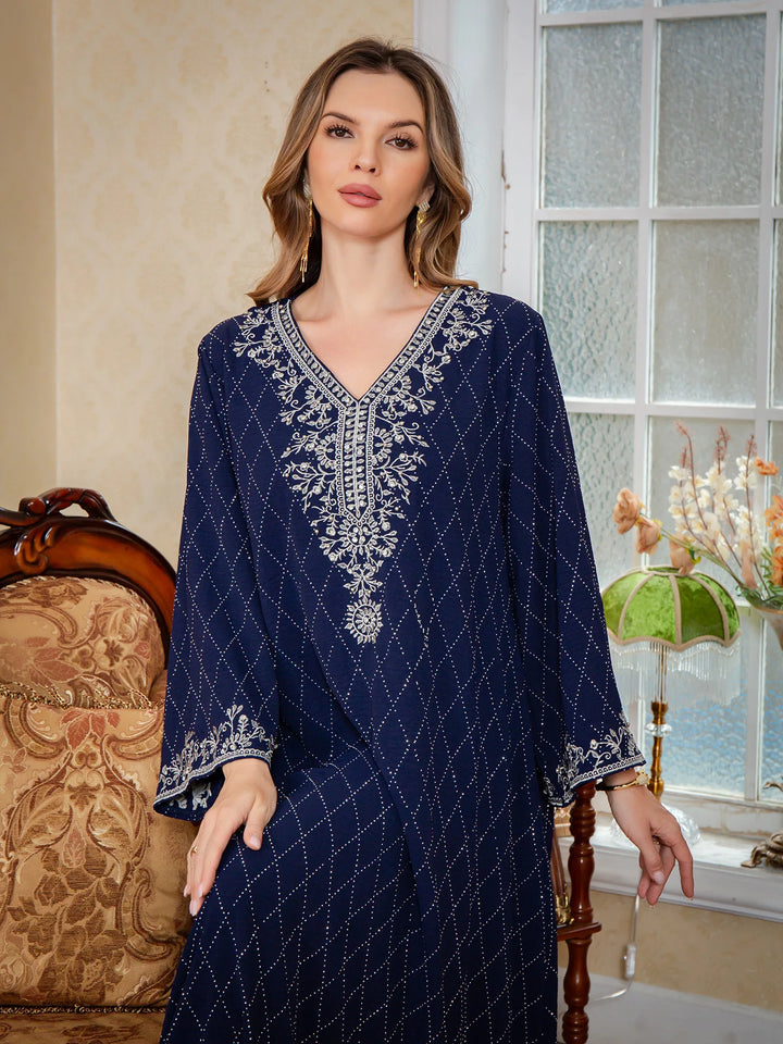 Muslim Abayas Arabic Embroidery Kaftan Women's Elegant Dresses Dubai Kaftan Eid Ramadan Caftan Robe Jalabiya Turkey Morocco Gown