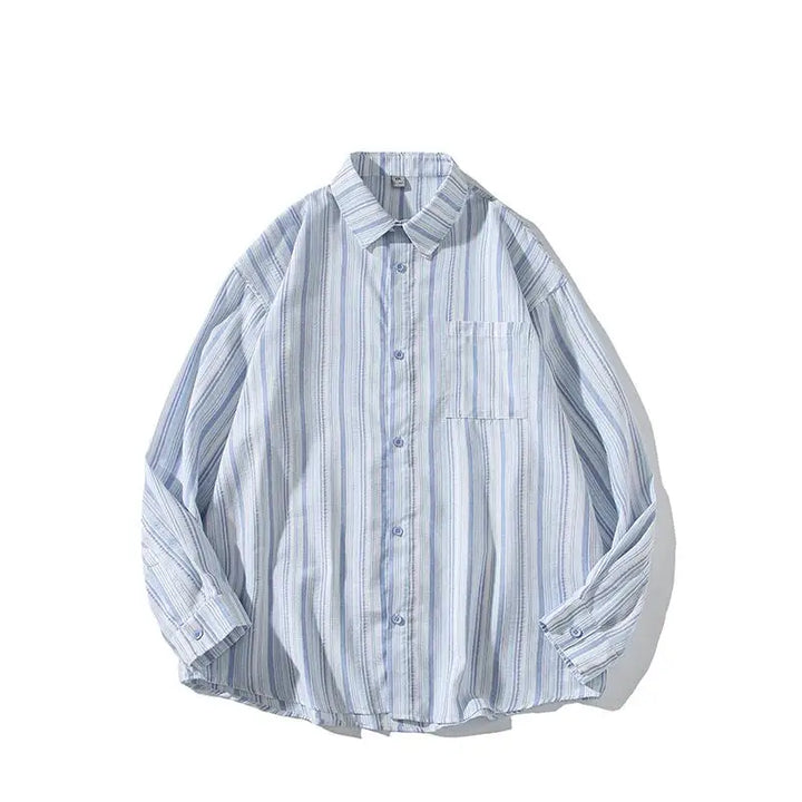 Striped Long Sleeve Button-Down Shirt Trendy Fall Fashion for Men & Women Casual Office Wear Lapel Collar Stylish Top