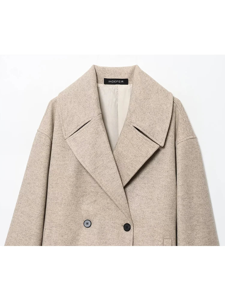 Women’s Double-Breasted Jacket – Elegant Lapel Coat for Autumn & Winter 2025