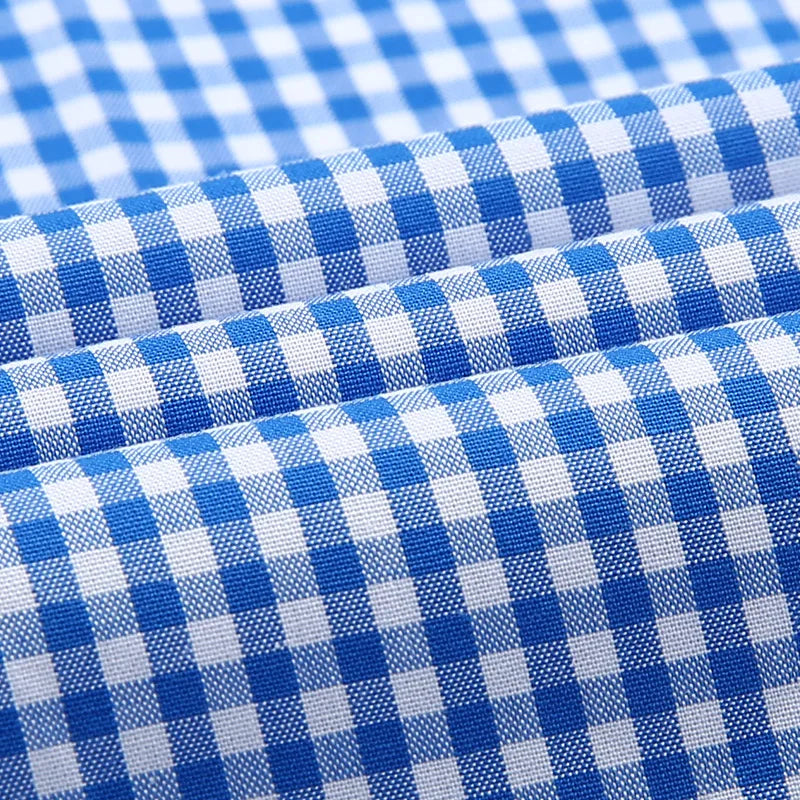New in Shirt 100% Cotton Long-Sleeve Shirts for Men Slim Fit Plain Shirt Thin Plaid Striped Tops Fashion Elegants Office Clothes
