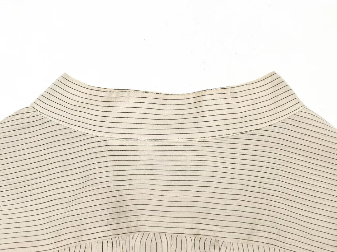 Women Trendy Sexy Striped Shirts Summer Female Chic Rope Buttons Sheer Shirts Lady High Street Elegant Long Sleeve Blouse Tops