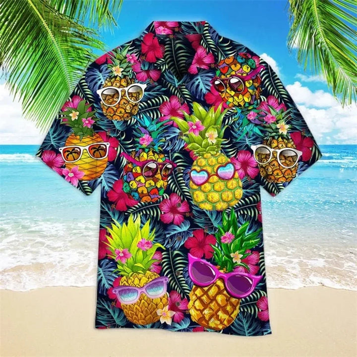 DIY Men's Tiki Shirts Hawaii Party Bbq Harajuku Oversized Shirt Fashion Printed Short-sleeved Beach Top Tee Mens Clothing Camisa