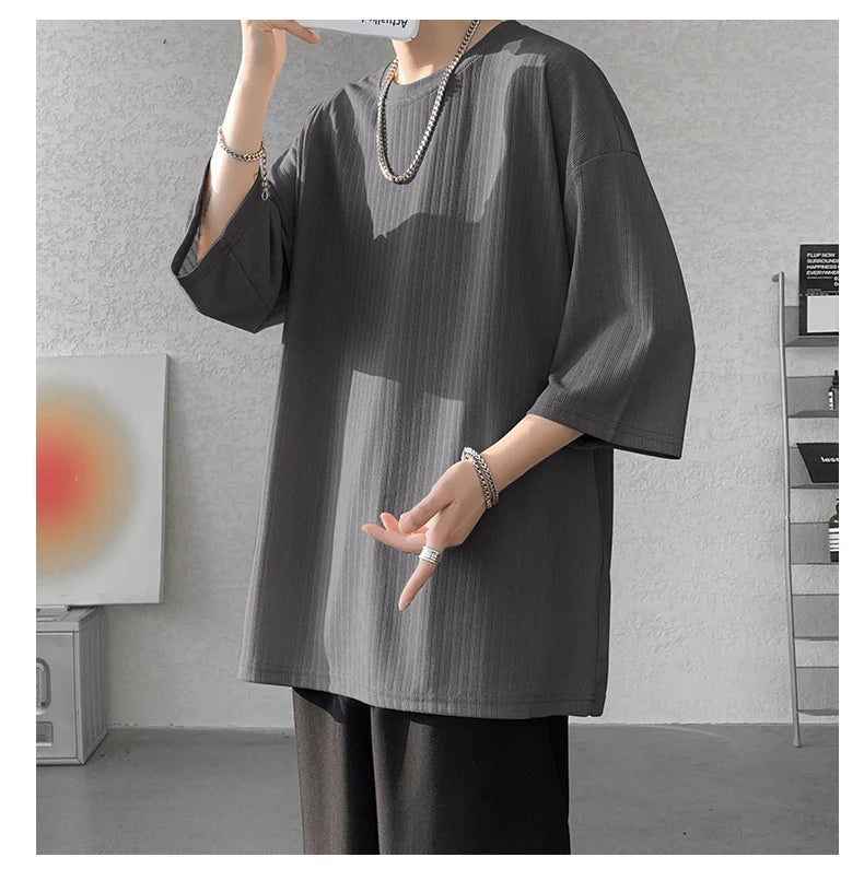 men t shirts Summer Men's White Cool T-shirts Women Oversized 5XL Korean Style Loose Striped T-shirt Casual T-Shirt Male