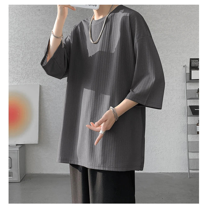 men t shirts Summer Men's White Cool T-shirts Women Oversized 5XL Korean Style Loose Striped T-shirt Casual T-Shirt Male
