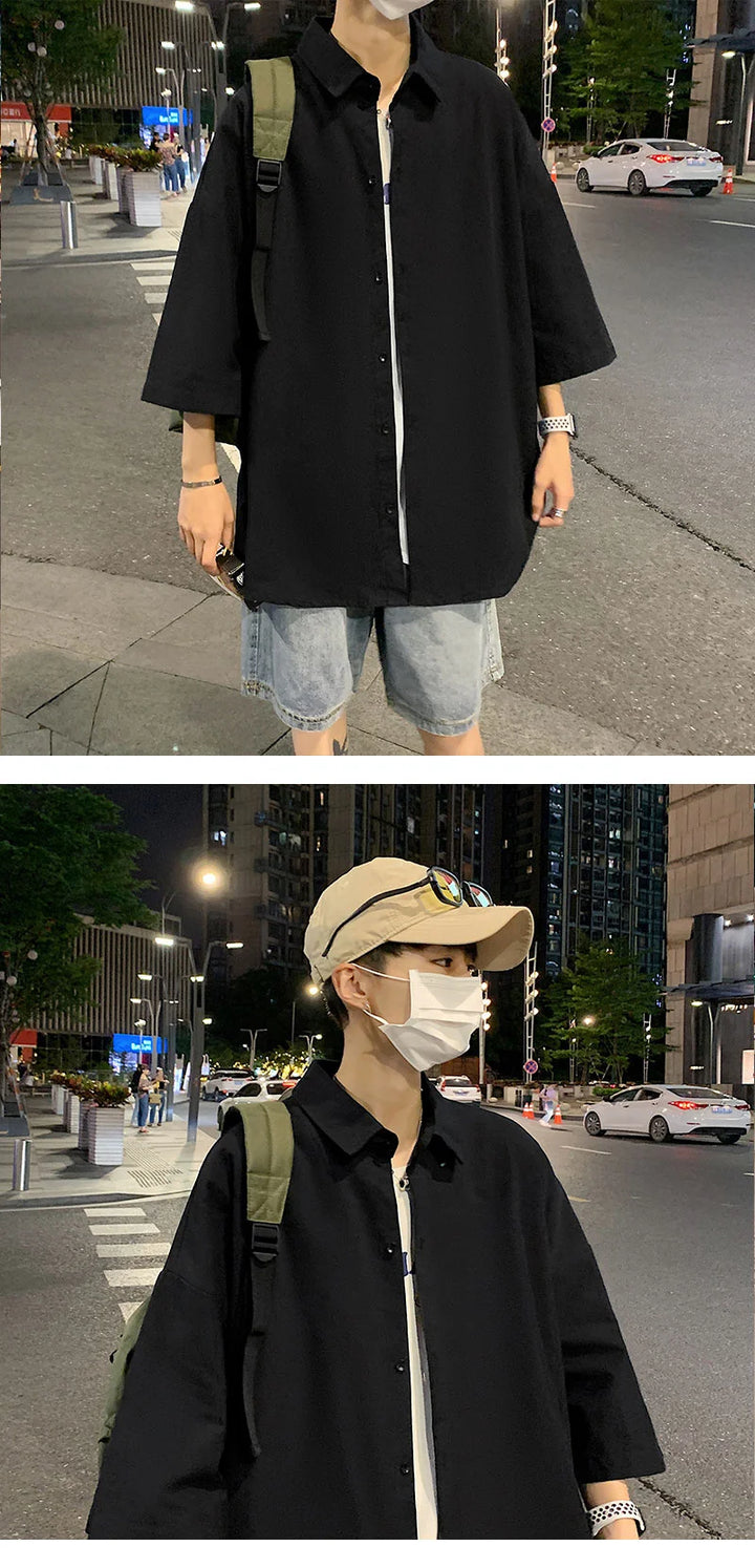 Men's Oversized Shirts White Mens Fashion Blouse 5xl Oversize Half Sleeves Dress Shirt for Men New Clothing Casual