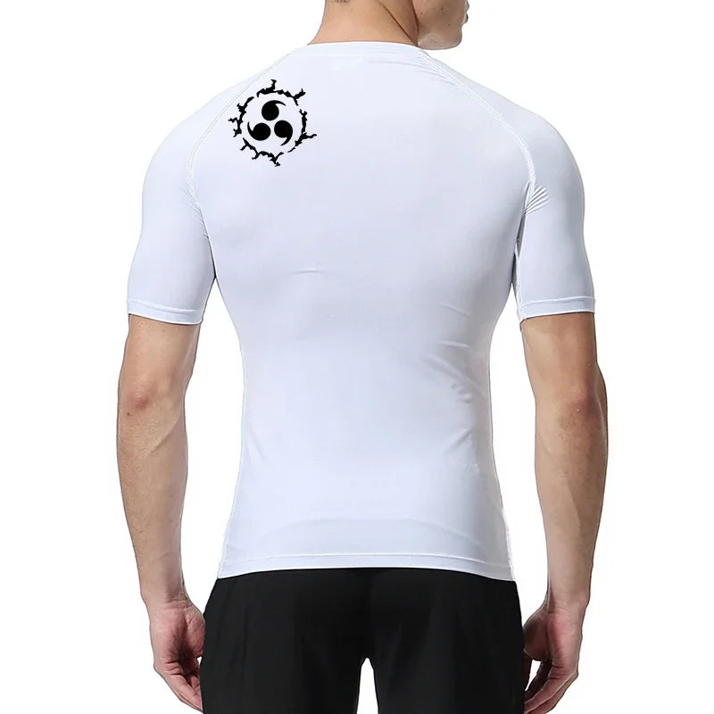 Graphic Compression Shirts for Men Athletic Quick Dry Rash Guard Stretchy Baselayers Undershirts Gym Workout Running Tshirt Tops