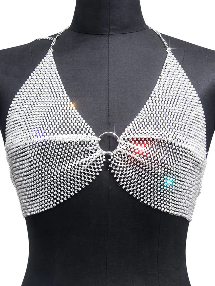 Sexy black White Summer crop top women festival Beach club outfits Party tank top t shirt woman Halter Rhinestones tops topy Hot