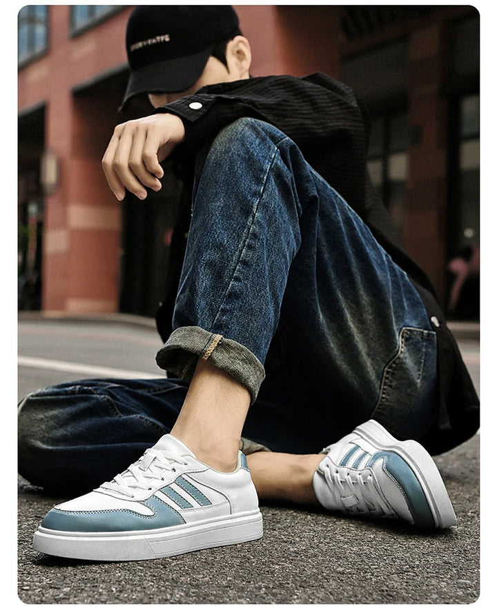 Shoes for Men Four Season Vulcanized Footwear Non-slip Casual Sneakers Fashion New Leather Round Toe Walking shoes tenis jeans