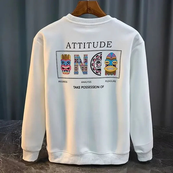 American Men’s Vintage Sweatshirt – Oversized Long Sleeve Casual Top