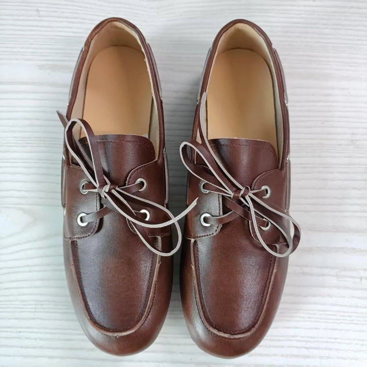 Women’s Leather Loafers – Soft-Soled Retro Spring/Autumn Shoes 2026
