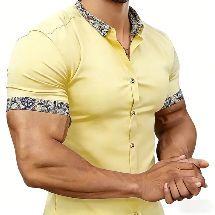 Men's simple business short-sleeved shirts with high-definition printed edges Hawaiian vacation business designer men's clothing