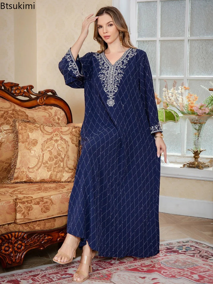 Muslim Abayas Arabic Embroidery Kaftan Women's Elegant Dresses Dubai Kaftan Eid Ramadan Caftan Robe Jalabiya Turkey Morocco Gown