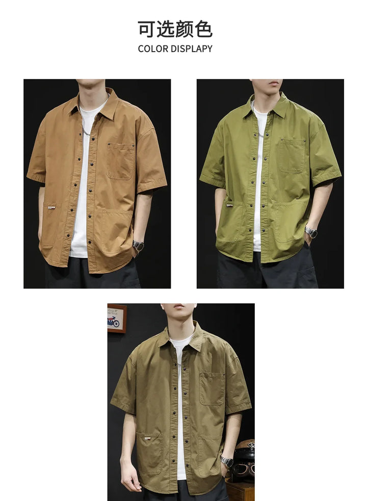 T-shirt Short-sleeved Shirt Men's Trendy Brand Trendy Shirt Summer Casual Work Clothes Loose Summer Trendy