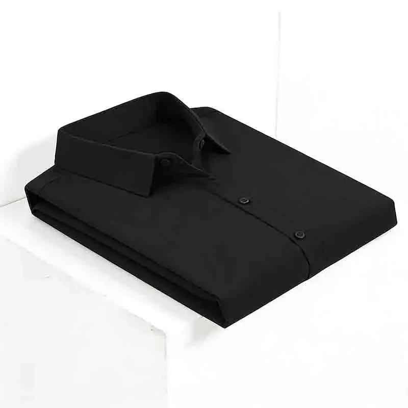Men's Black Short Sleeve Dress Shirt Slim Fit Non-iron Formal Business Button Down Shirt for Office