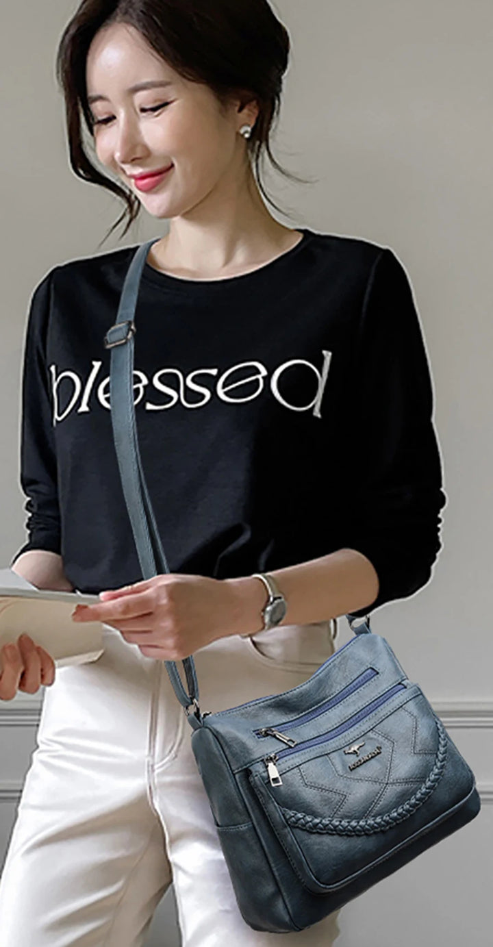 Luxury Women’s Leather Handbag – Multi-Pocket Crossbody & Shoulder Bag 2026