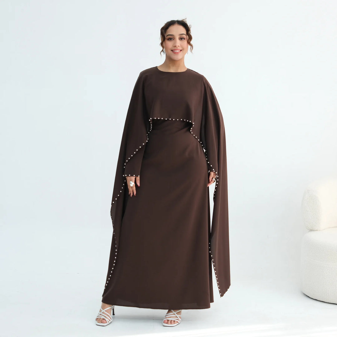 Luxury Dubai Shawl Abaya Elegant Beaded Waist Cinching Kaftan Muslim Women Traditional Dress Maxi Long Sleeve Robe Eid Outfit