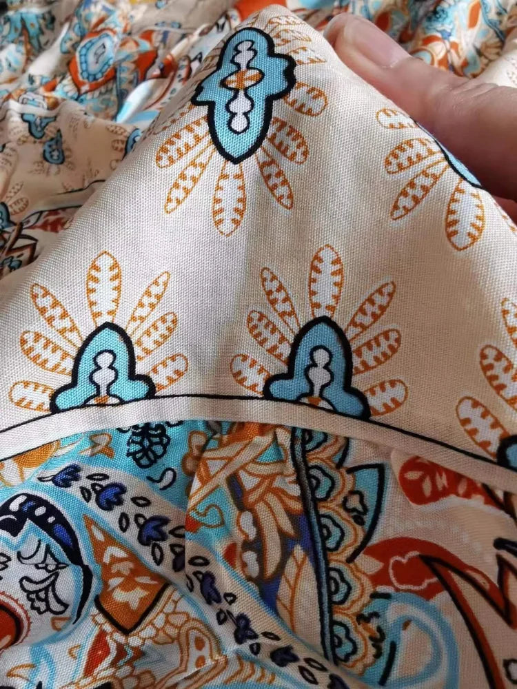 Women’s Indian Summer Dress – Embroidered Elegant Maxi Party & Beach Dress