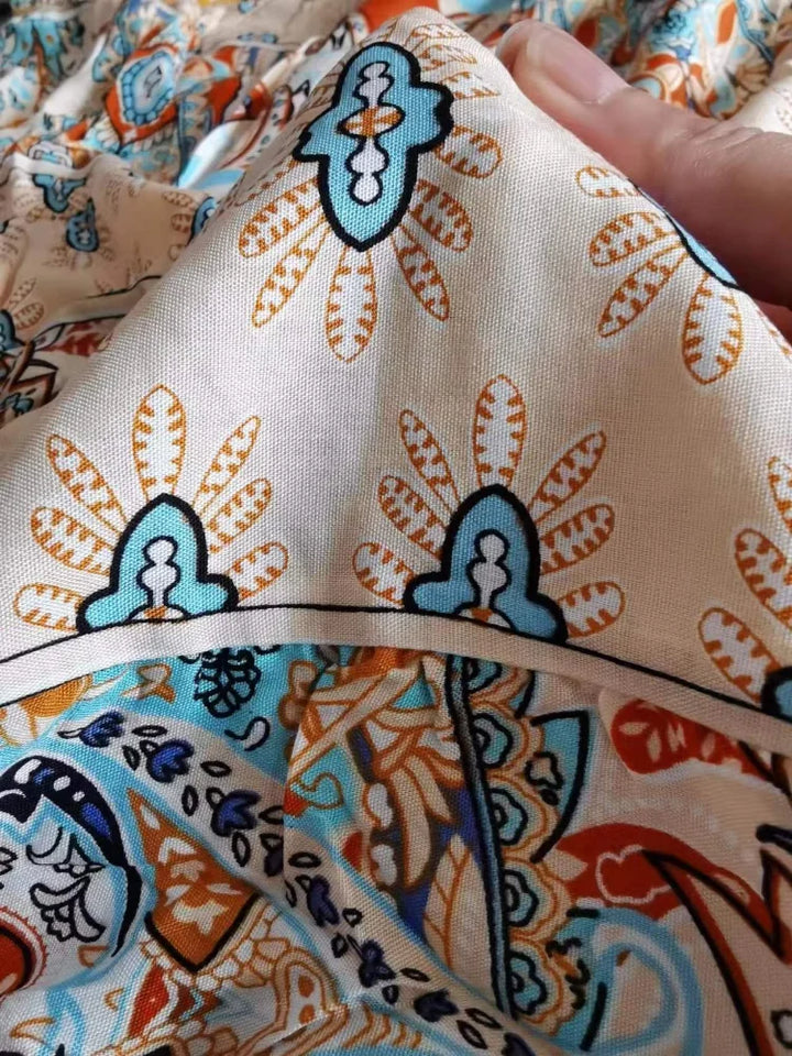Women’s Indian Summer Dress – Embroidered Elegant Maxi Party & Beach Dress
