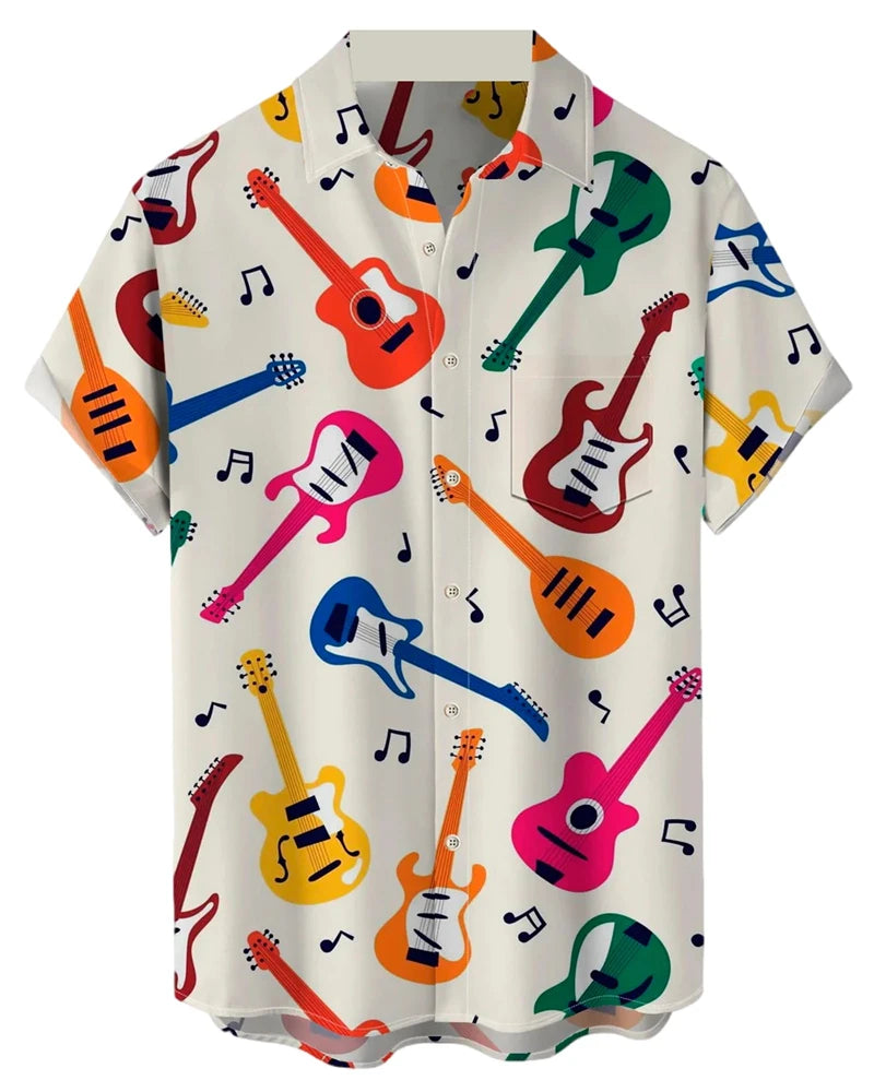 Music Men's Shirt 3d Print Casual Fashion Short Sleeved Shirt For Men Loose Summer Hawaiian Shirt Man Casual Men's Clothing New