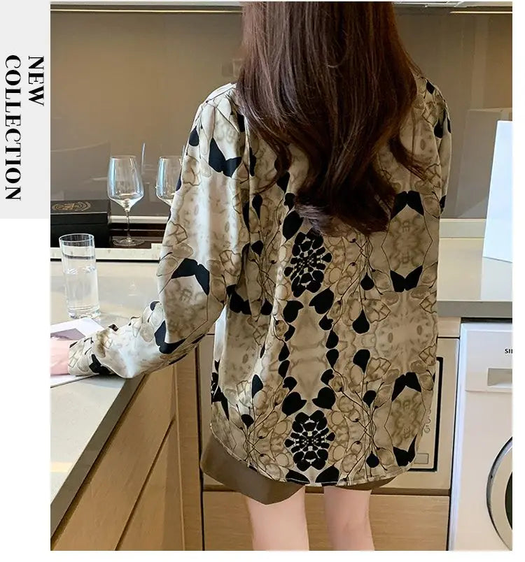 2024 New Fashionable Shirt Vintage Elegant Printing Long Sleeve Blouses Printed Loose Spring and Autumn Edition All-match Tops