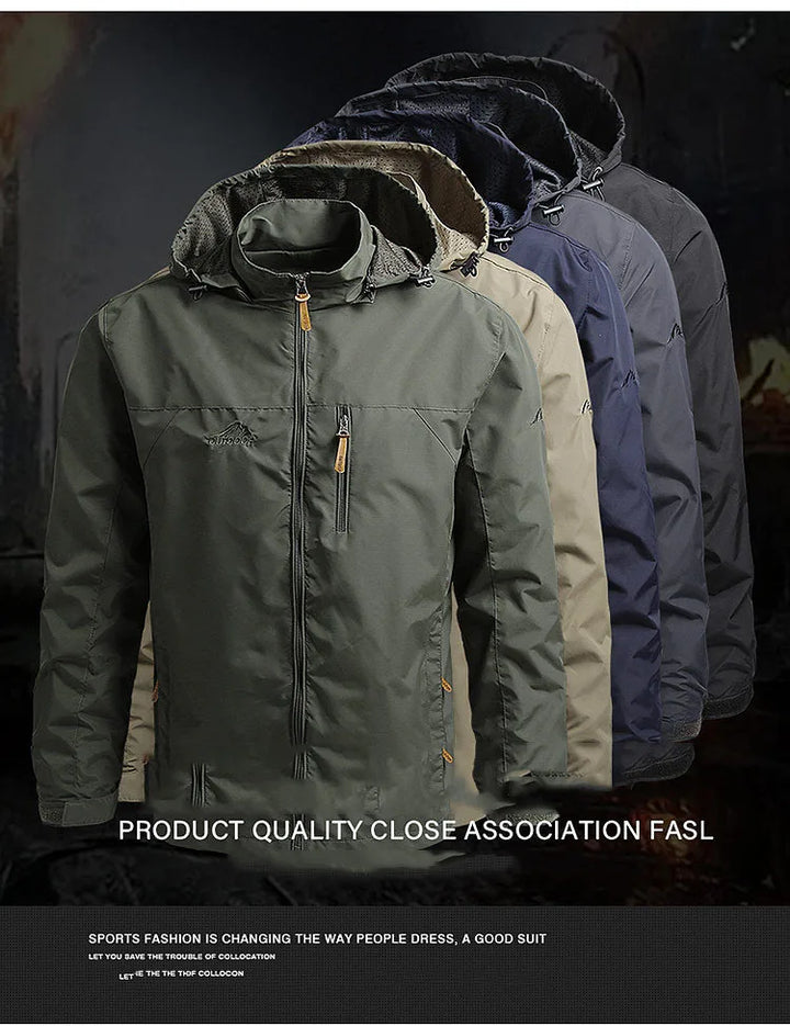 Men’s Waterproof Windbreaker – Military Hooded Combat Jacket for Autumn Hiking & Biking