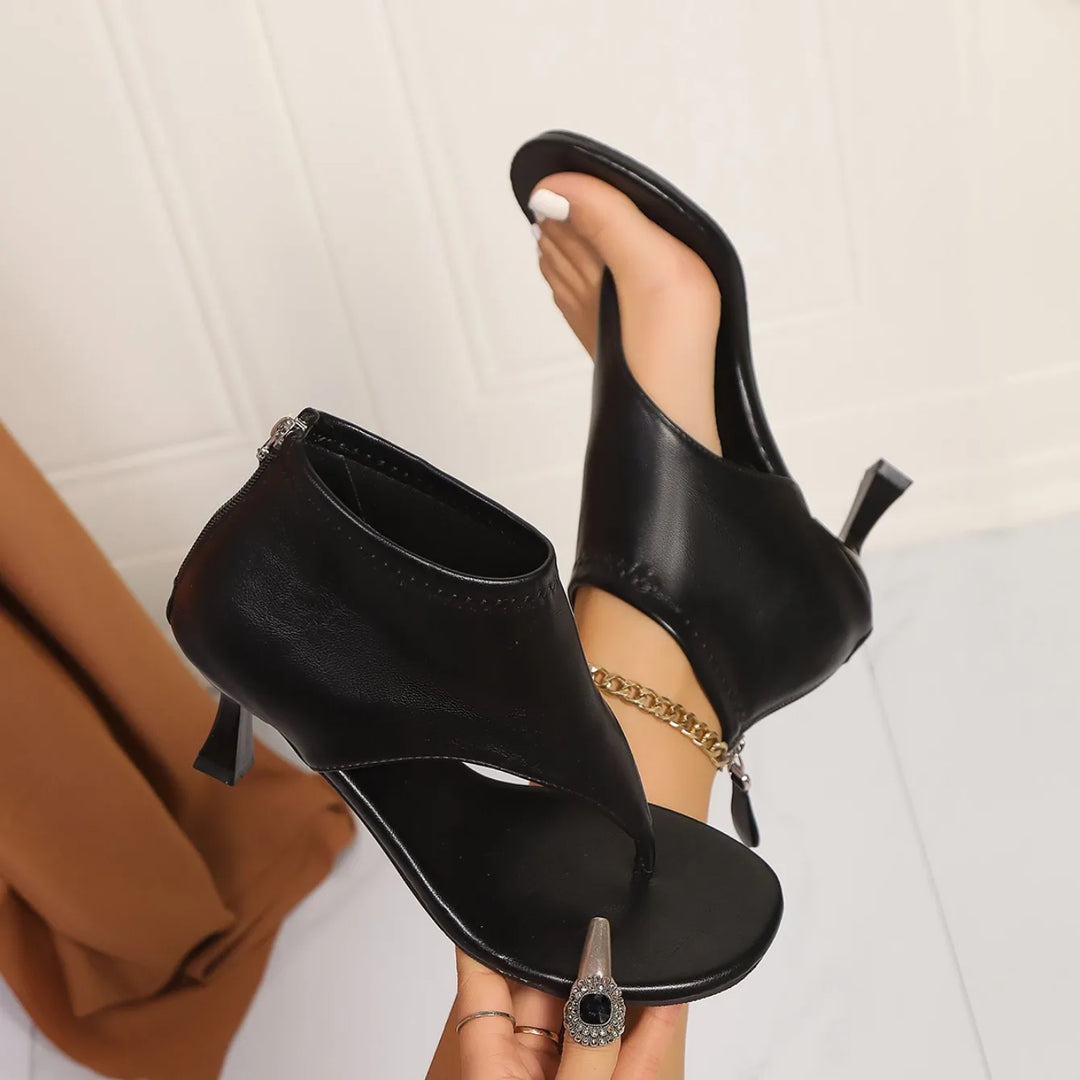 Women’s Summer High-Heeled Sandals – Open Toe Mid Heel Flip Flops