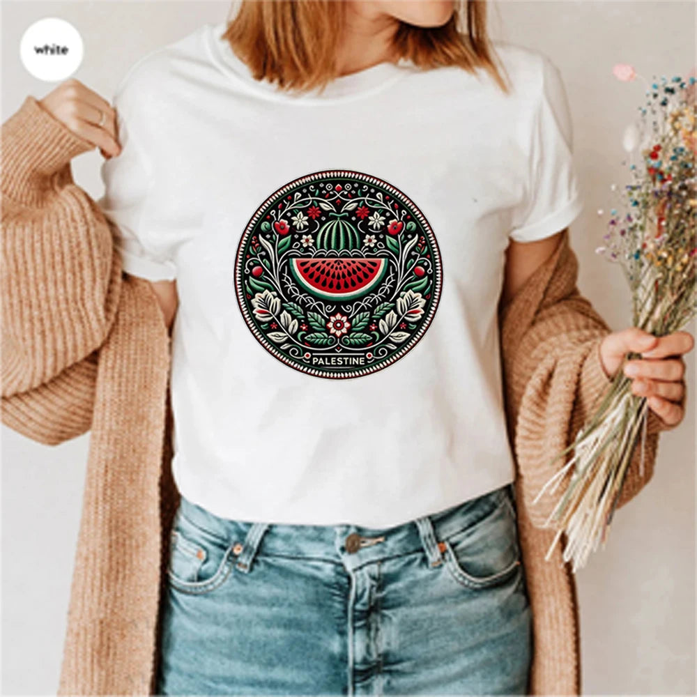 Watermelon Shirts Fruit Shirt Human Rights Tee Protest Tshirt Trendy Aesthetic Clothes Unisex Short Sleeves Top