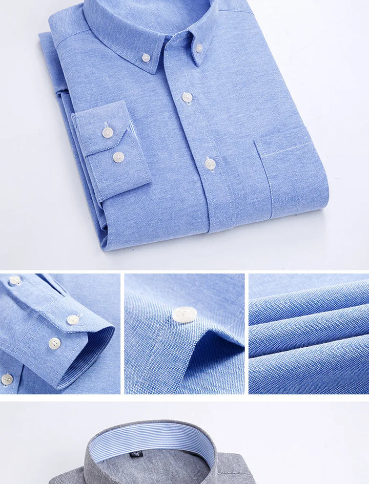 Men's Long Sleeve Shirt Non-Ironing Oxford Spinning Spring Summer Autumn Slim Casual Comfortable All Fashion Fast Color Shirt