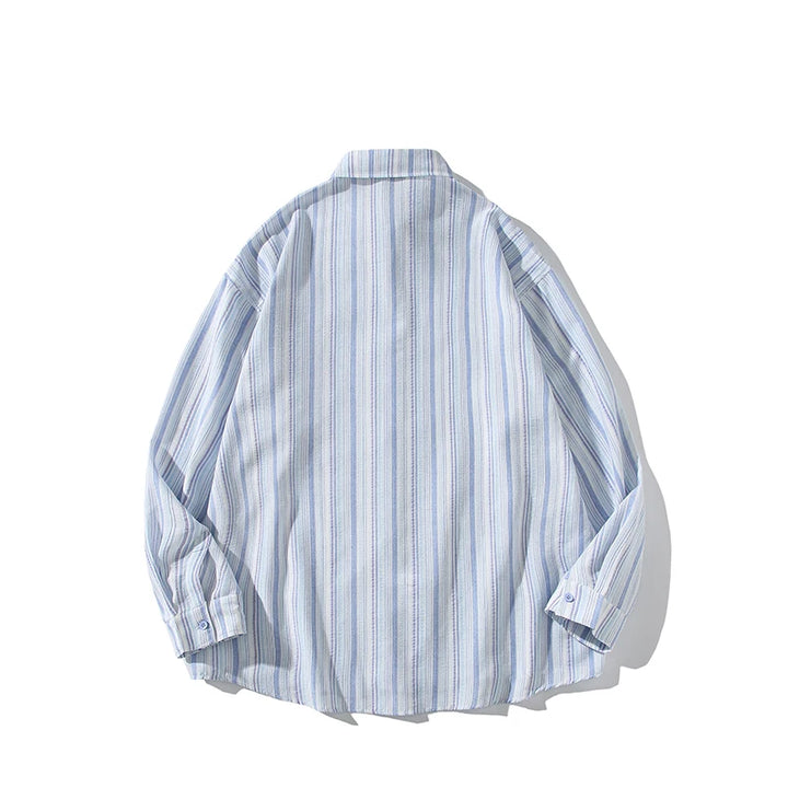Striped Long Sleeve Button-Down Shirt Trendy Fall Fashion for Men & Women Casual Office Wear Lapel Collar Stylish Top