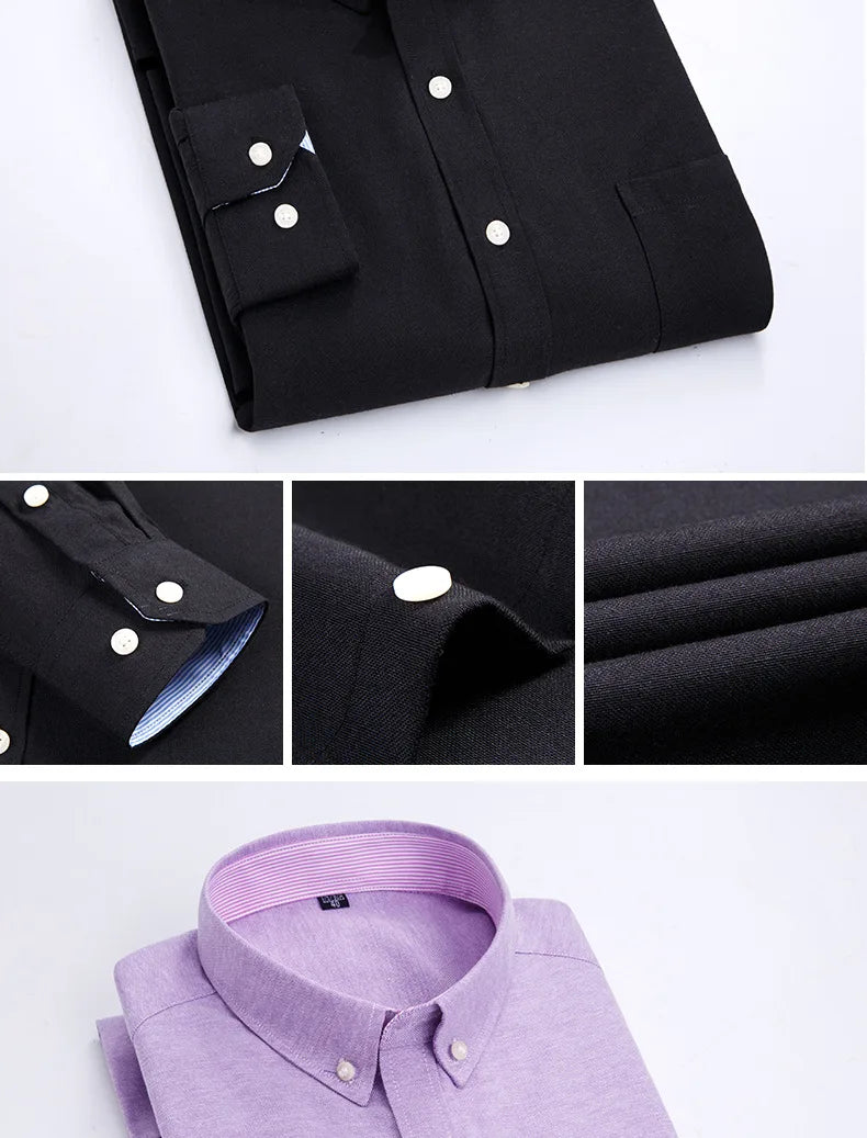 Men's Long Sleeve Shirt Non-Ironing Oxford Spinning Spring Summer Autumn Slim Casual Comfortable All Fashion Fast Color Shirt