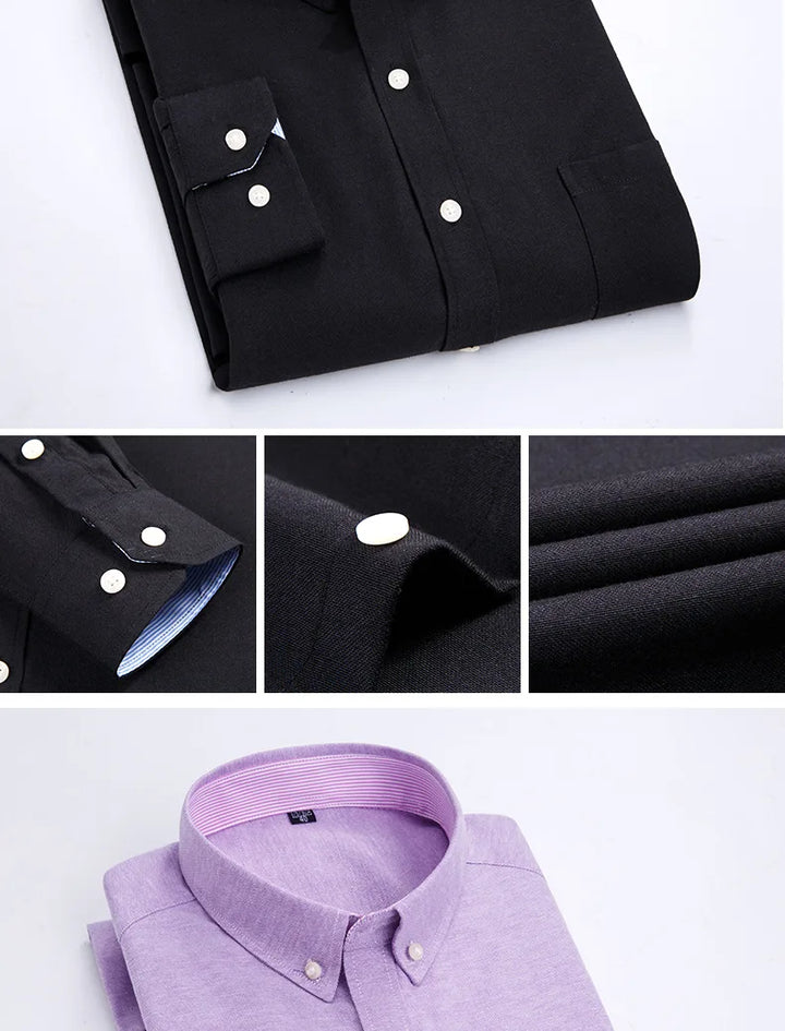 Men's Long Sleeve Shirt Non-Ironing Oxford Spinning Spring Summer Autumn Slim Casual Comfortable All Fashion Fast Color Shirt