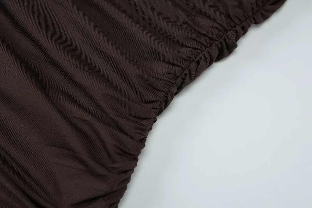 Woman Clothing O-neck Sleeveless Tunics High Slit Long Dress Streetwear Y2K Female High Waist Ruched Solid Holiday Party Dresses