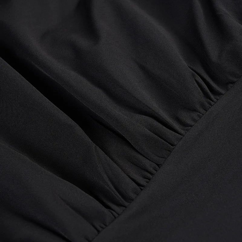 Solid Black T Shirts For Women Elegant Clothes Turtleneck Camisetas Lady Tops Long Sleeve Ropa De Mujer Shirring Feminist Shirt
