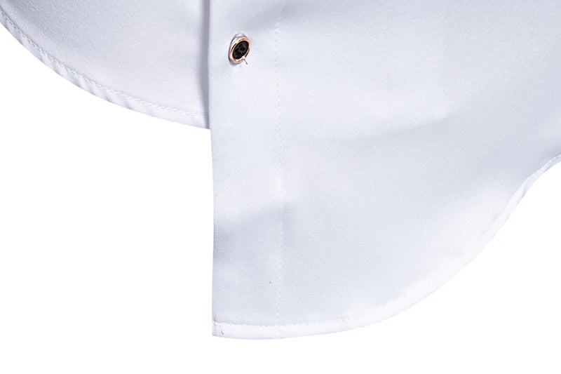 Mens Dress Shirts Vintage Personality Irregular Crop Long Sleeve Business Stand Collar Shirt Men Camisas Streetwear Blusas Tops