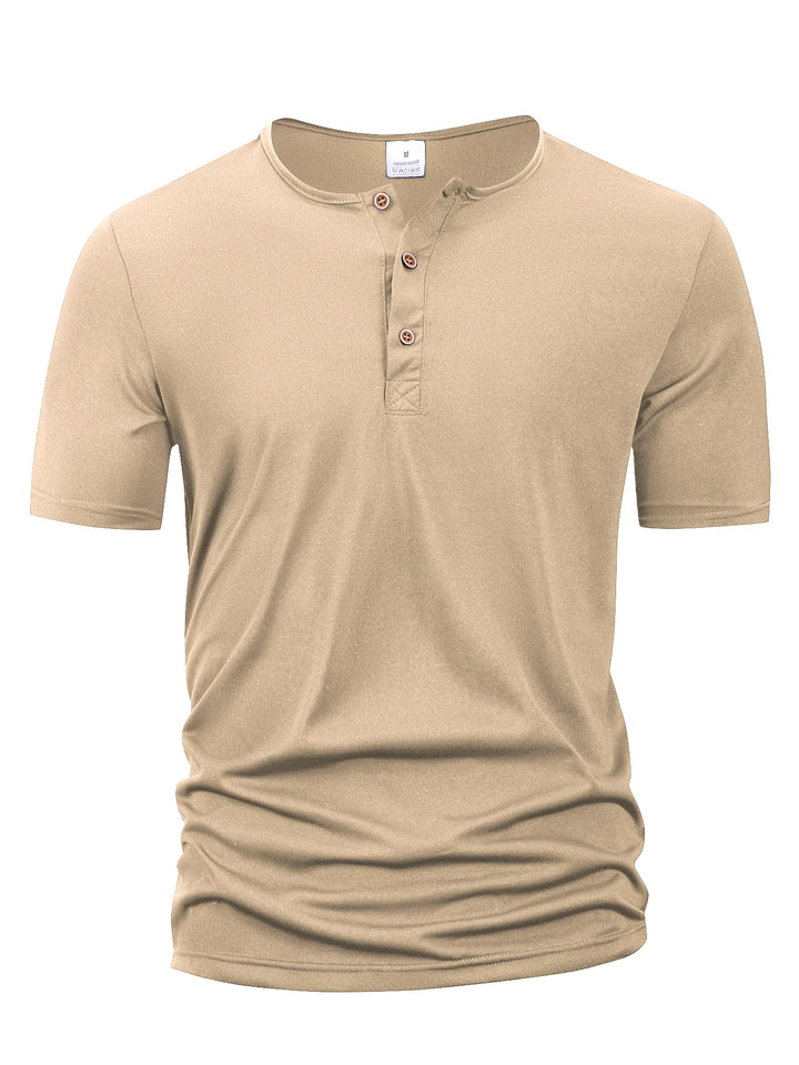 Summer Men Henley Collar T-shirts Button Slim Casual Male Solid Color Short Sleeve Men Sports T-shirt Polo shirt Tops