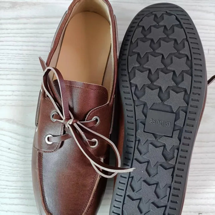 Women’s Leather Loafers – Soft-Soled Retro Spring/Autumn Shoes 2026