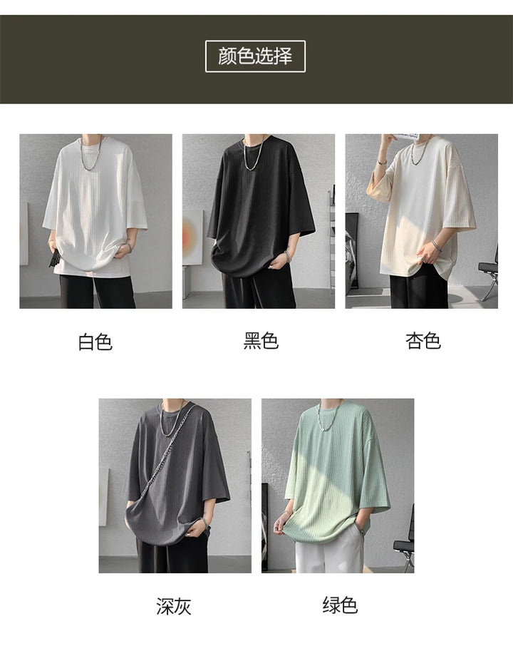 men t shirts Summer Men's White Cool T-shirts Women Oversized 5XL Korean Style Loose Striped T-shirt Casual T-Shirt Male