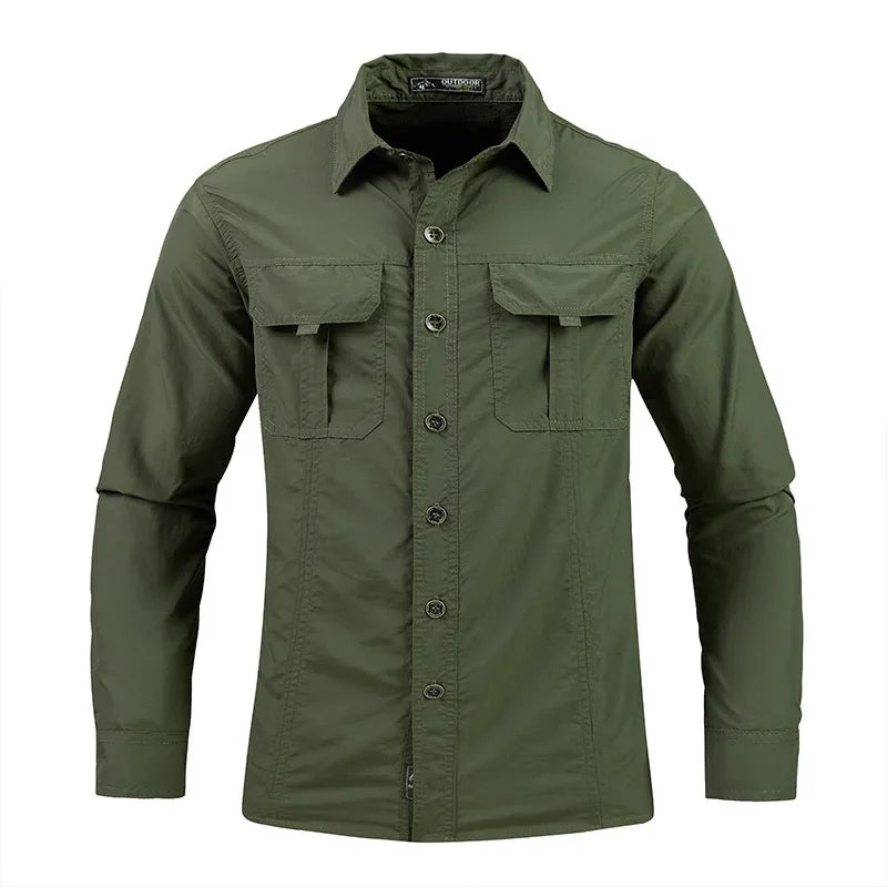 New Summer Male Thin Breathable Comfortable Cargo Shirts Men Outdoor Long sleeves Quick Drying Waterproof Tooling Shirts 5XL
