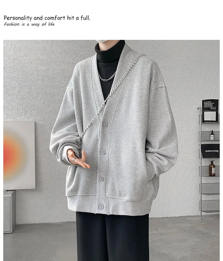 Plus Size Men’s Sweatshirt M–8XL – Heavy Blend Single-Breasted Autumn Jacket