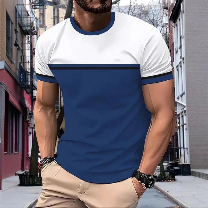 2026 New Striped Graphic T Shirts For Men Summer Fashion Short Sleeve 3D Printed T-shirts Casual Oversized Business Tees Tops