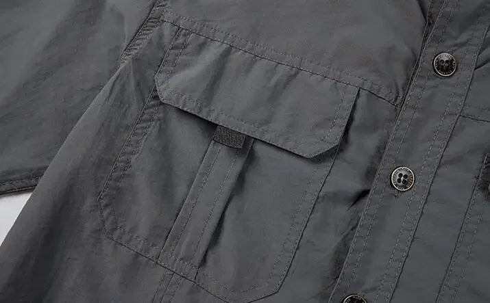 New Summer Male Thin Breathable Comfortable Cargo Shirts Men Outdoor Long sleeves Quick Drying Waterproof Tooling Shirts 5XL