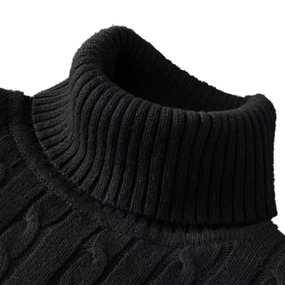 Men’s Turtleneck Sweater – Solid High Neck Knitted Pullover, Fall/Winter