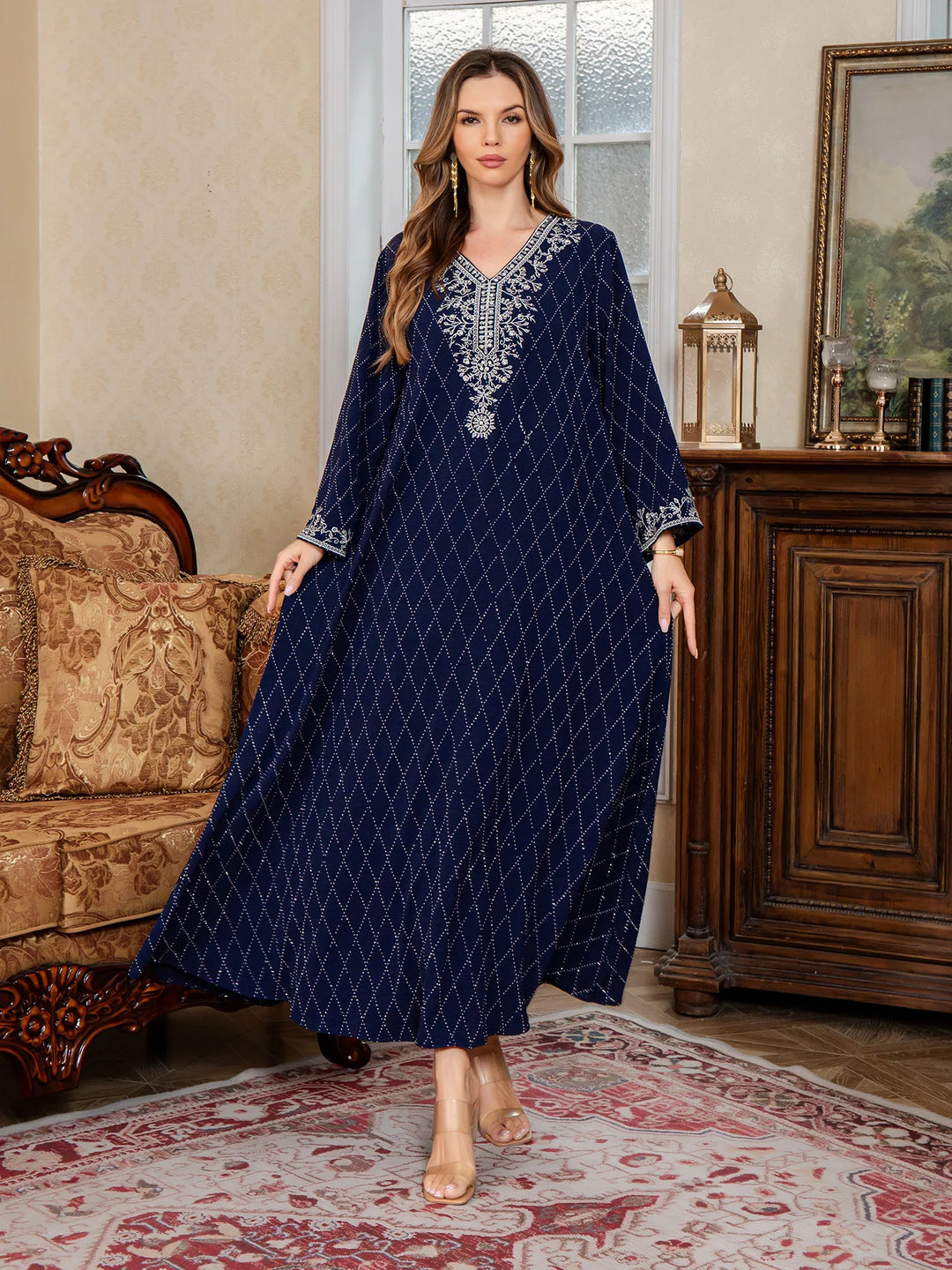 Muslim Abayas Arabic Embroidery Kaftan Women's Elegant Dresses Dubai Kaftan Eid Ramadan Caftan Robe Jalabiya Turkey Morocco Gown
